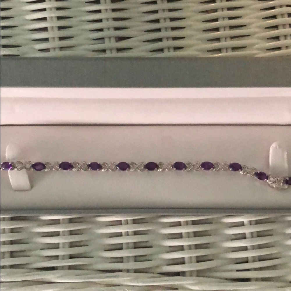 amethyst infinity bracelet- sterling silver